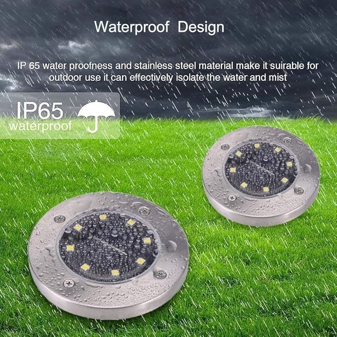 ZGWJ Solar Ground Lights, 4 Pack Waterproof Solar Garden Lights, Upgraded - Image 4