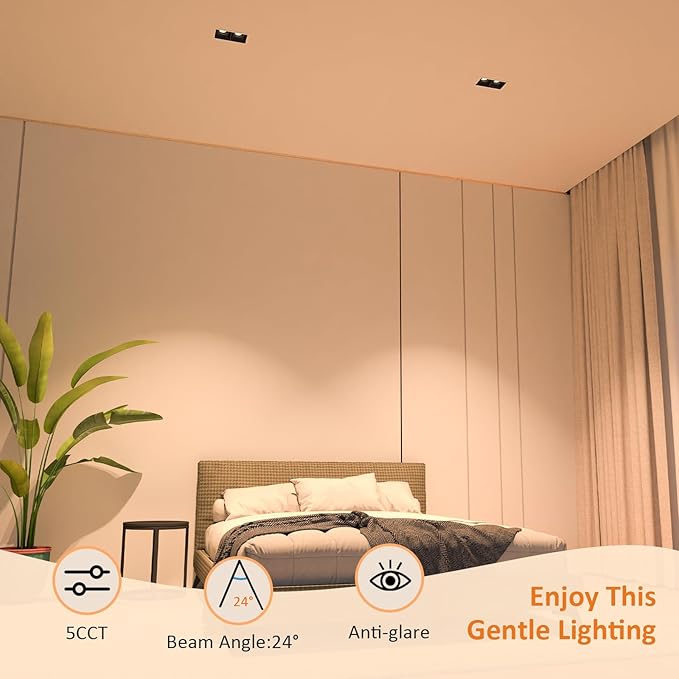 LED Square Recessed Lighting, 24W Aluminum Trimless Downlight, Adjustable - Image 4