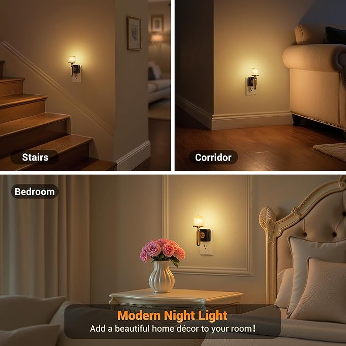 JandCase Candle Night Light, 2 Pack Night Lights Plug into Wall, 3000K Soft - Image 6