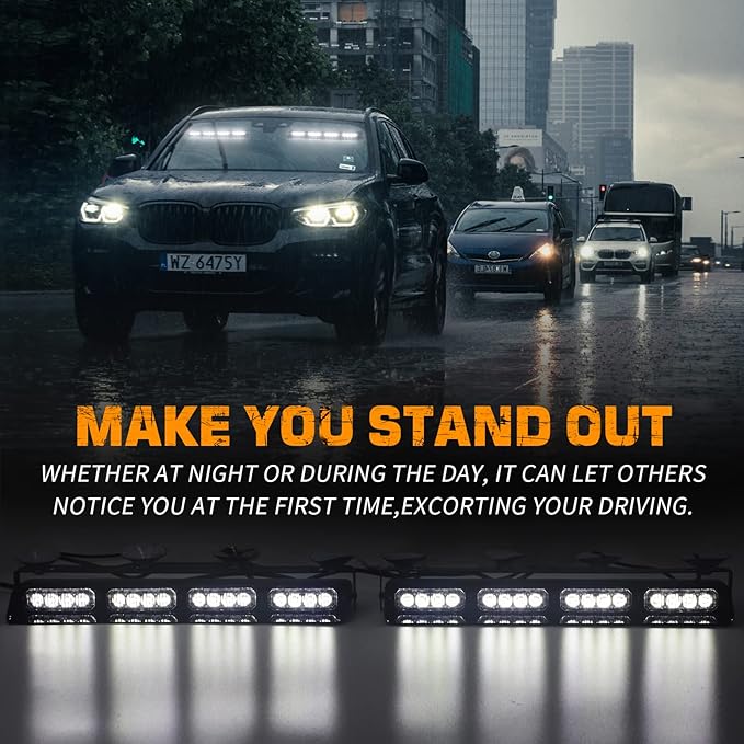 XRIDONSEN White Emergency Dash Strobe Lights Safety Flashing Warning Hazard - Image 2