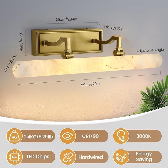 20in Alabaster Picture Light for Wall Art, Brushed Gold Art Display Light - Image 4