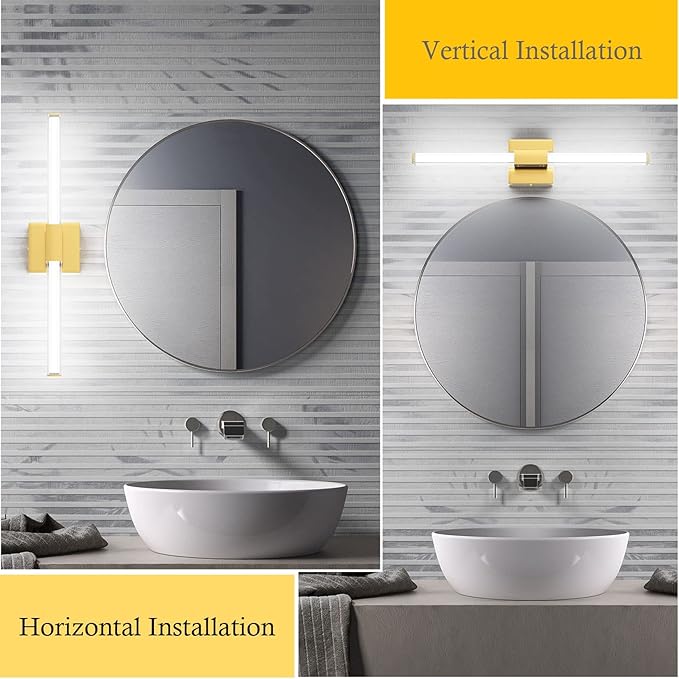 Ralbay 24inch Gold Bathroom Vanity Light Bar 22W Modern LED Vanity Lights Gold - Image 3