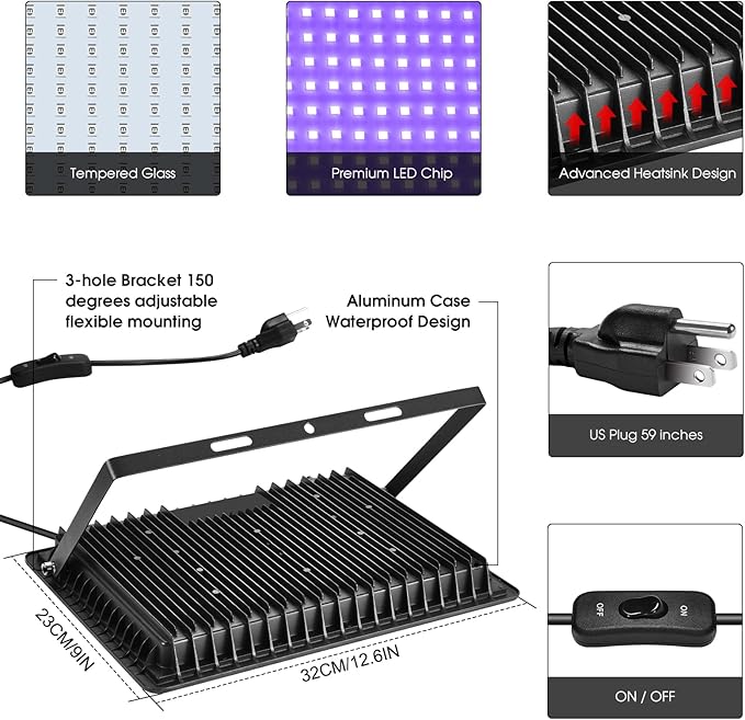 4 Pack 300W LED Black Flood Light, Outdoor - Image 3