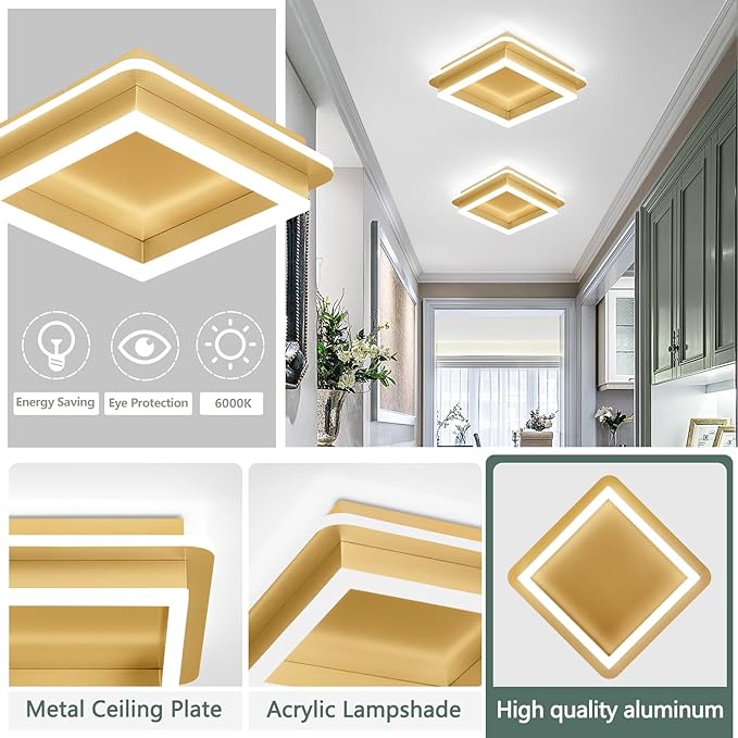 CANEOE 2 Packs Square Modern LED Light Fixture, 24W Black Flush Mount Hallway - Image 7