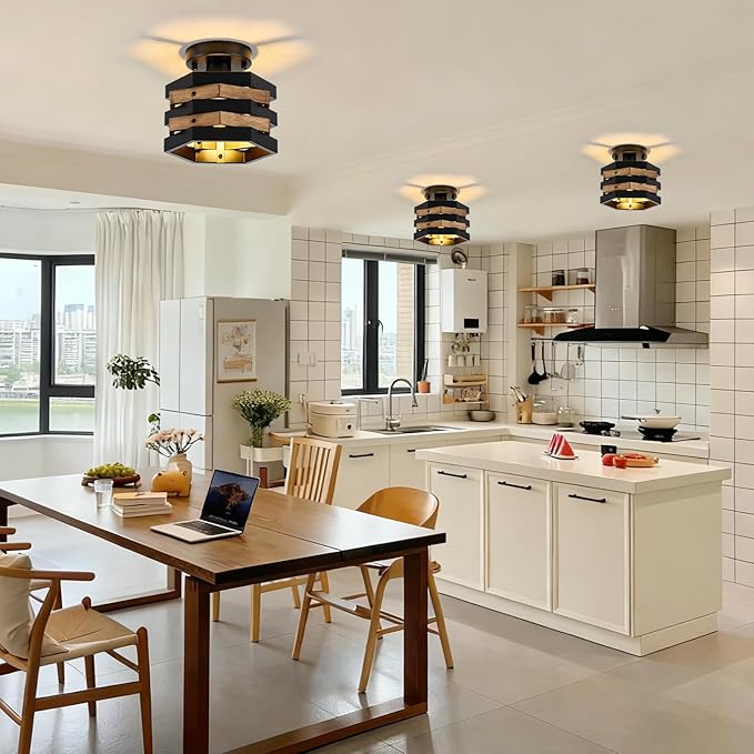 Farmhouse Flush Mount Ceiling Light, 1-Light Hallway Light Fixtures Ceiling - Image 6