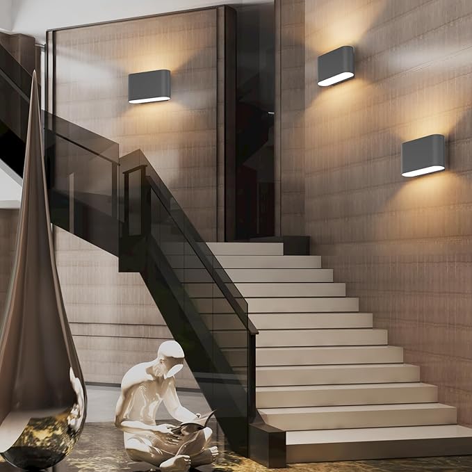 Aipsun Black LED Wall Sconces 1 Pack Indoor Modern Wall Lights Hardwired Up and - Image 4