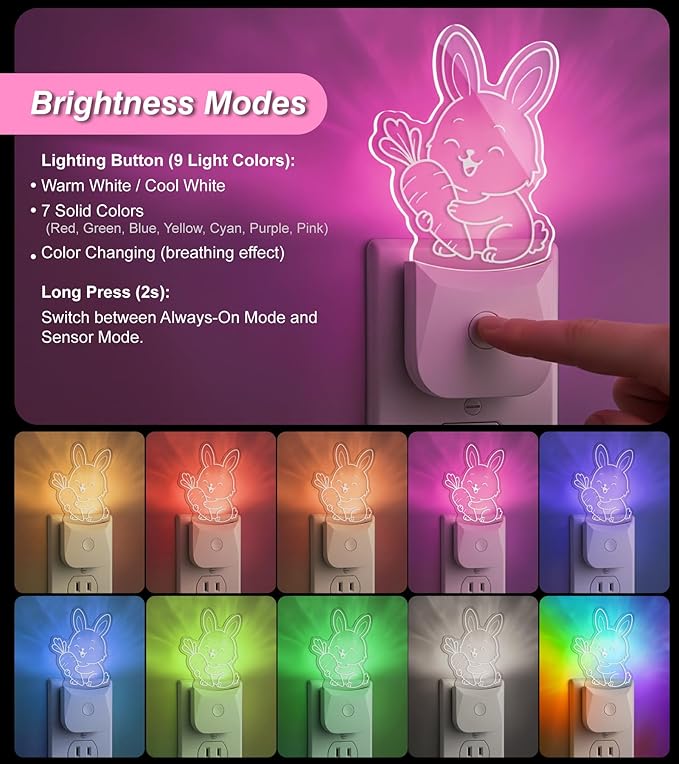 Cute Bunny Night Light, RGB LED Night Lamp - Image 2