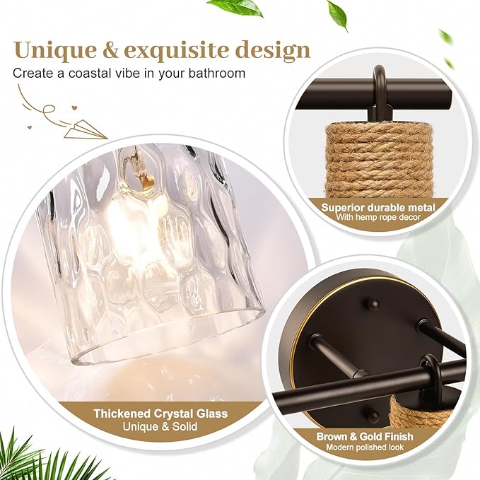 2025 Upgrade Bathroom Light Fixtures, 3-Light Coastal Vanity Lights - Image 4