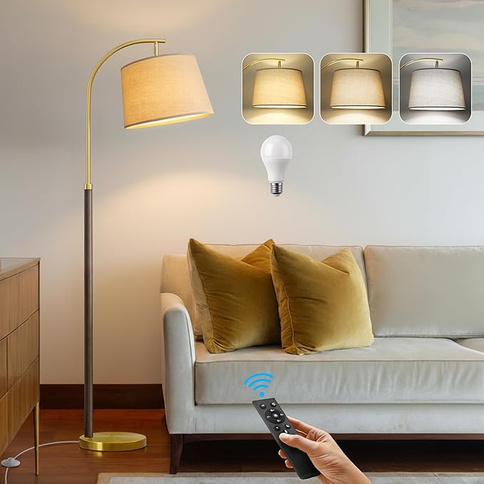63" Wood Floor Lamp for Living Room Dimmable Standing Lamp by G-SAFAVA