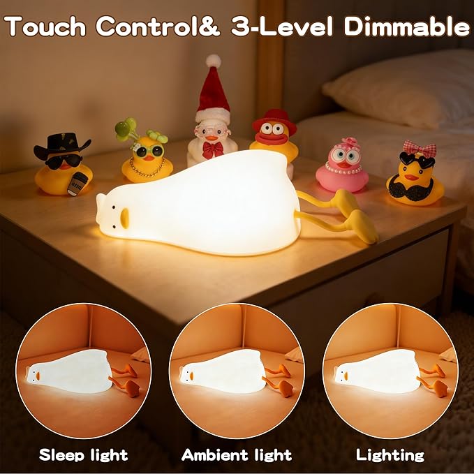 Cute Duck Night Light with Color Changing, APP/Tap Fun Lying Flat Duck Lamp - Image 3