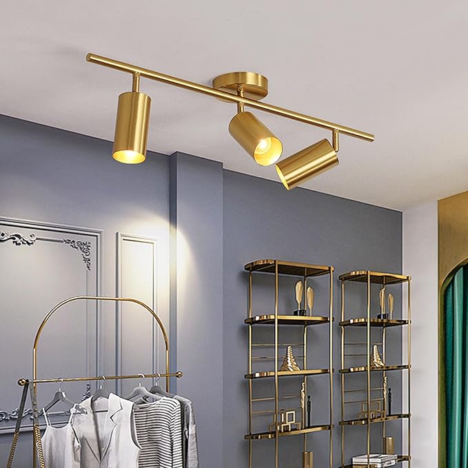 BOKT Brushed Brass Gold 3-Lights LED Adjustable Track Lighting Kit Mid Century - Image 4