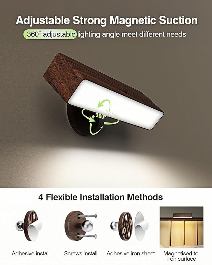 Battery Operated Wall Sconces Set of 2: Wireless Rechargeable Wall Light - Image 7
