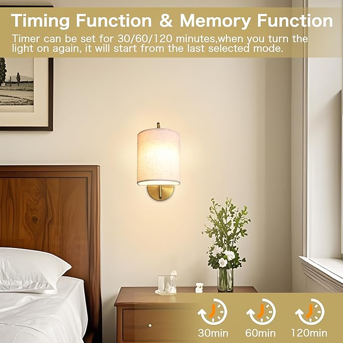 Rechargeable Battery Operated Wall Sconces Set of 2 Wireless Wall Lights - Image 5