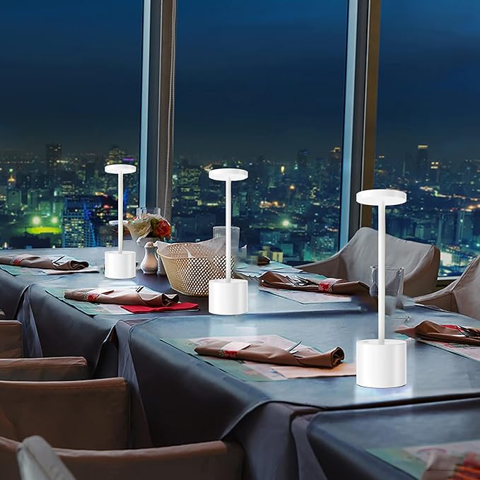 2Pack Cordless Table Lamp, Rechargeable LED Battery 5000mAh Metal USB Portable - Image 2