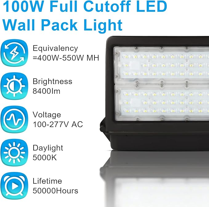 OSTEK 100W Full Cut-Off LED Wall Pack Light - Image 2