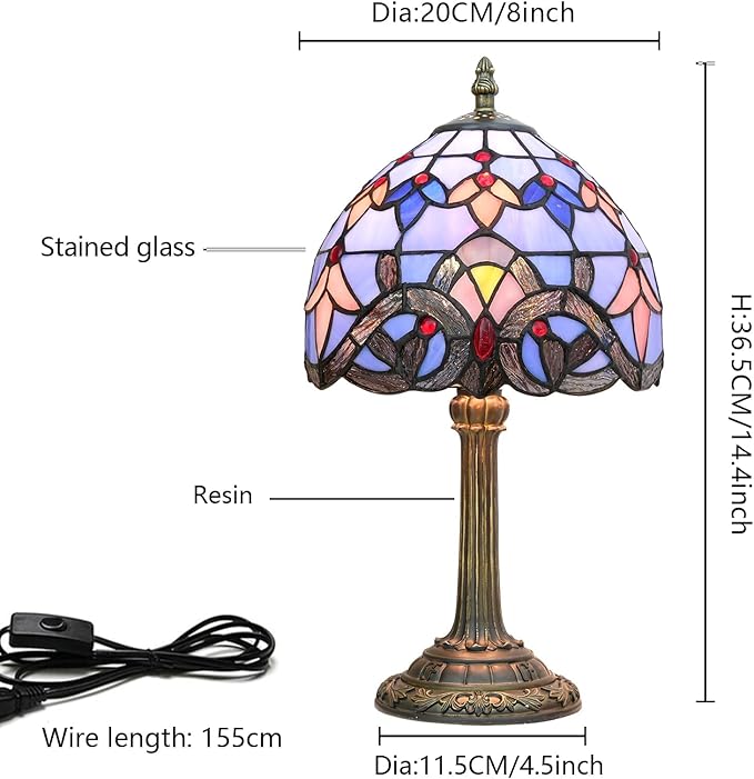 Tiffany Lamp Stained Glass lamp Small Bedside Table Lamps - Image 4