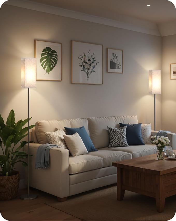 Set of 2 Floor Lamps for Living Room, Modern Tall Standing Lamps - Image 6
