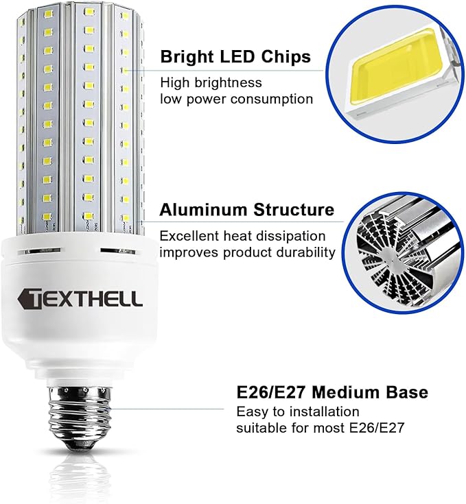 60w Led Light Bulb 500w Equivalent 7500lm 2Pack，5000K Daylight E26 Base，Bright - Image 3