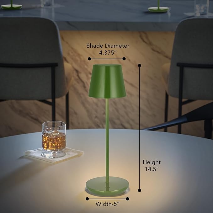 Generation Lighting Mena Accent Rechargeable Table Lamp – 14.5” Green Steel Lamp - Image 5