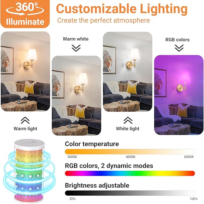 Peel and Stick Wall Sconces Battery Operated: Wireless Adhesive Wall Lights - Image 5