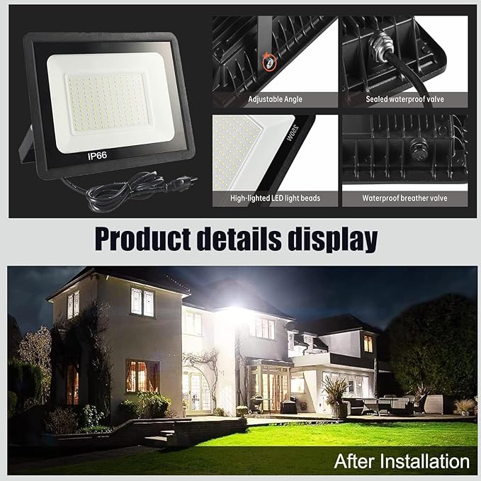 2 Pack-250W LED Flood Light Outdoor, 30000LM LED Work Light - Image 5