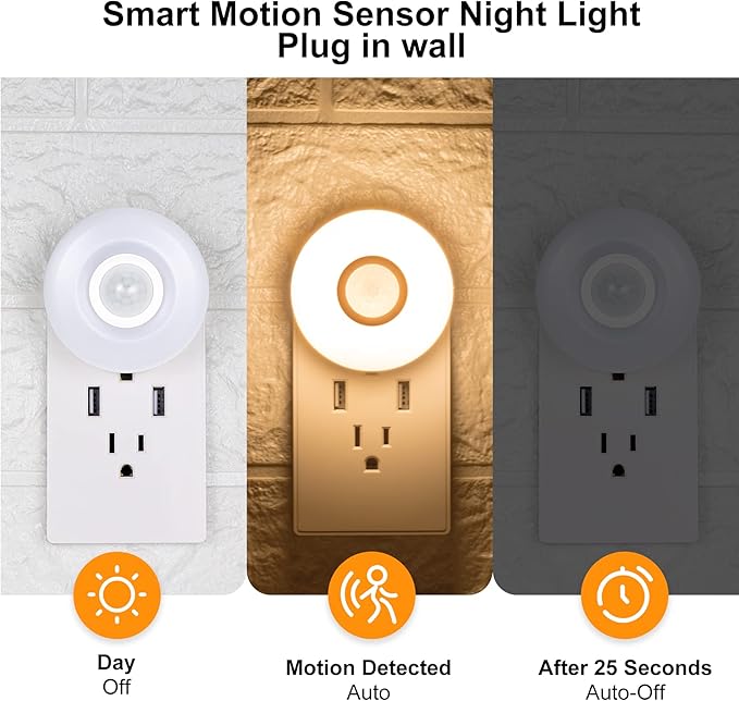 YELKO Night Lights Plug Into Wall, 200Lumen Super Bright Plug in Motion Sensor - Image 5