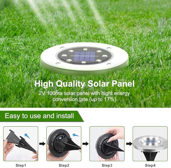 ZGWJ 8 Pack Solar Ground Lights, 8 LED Upgraded Outdoor Garden Lights Landscape - Image 5