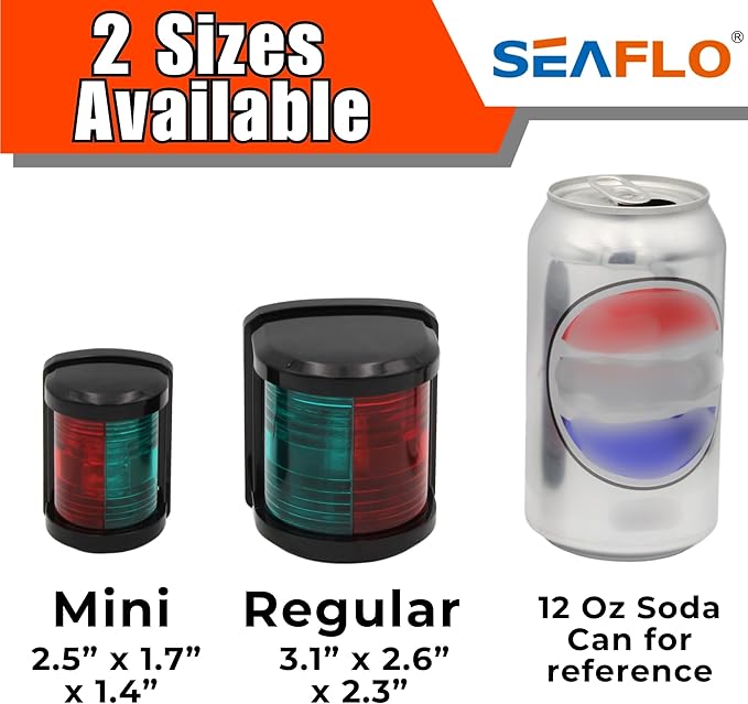 SEAFLO 11 Series Mini Sized LED Bi-Color Red/Green Navigation Light – 12V - Image 3