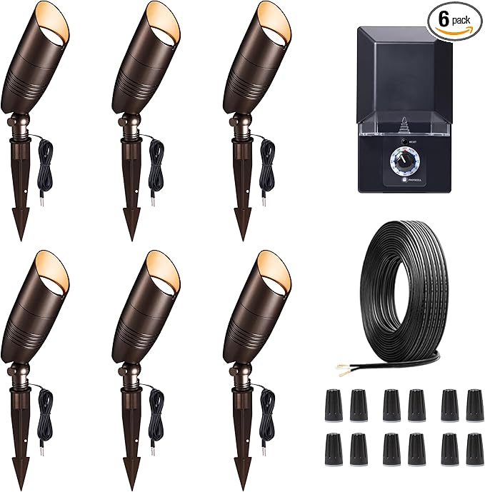 Landscape Light Kit, 6 Pack 3CCT Selectable Spot Light and 100W Low Voltage by Varmtalys