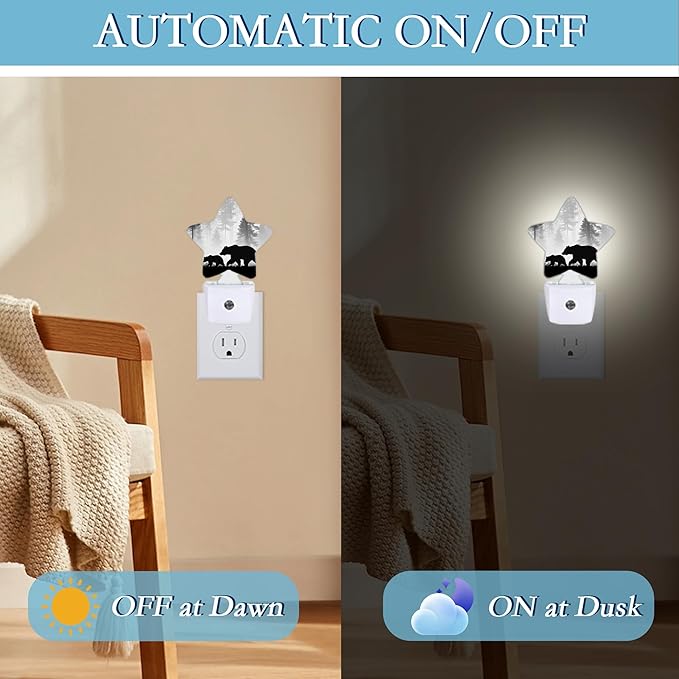 Bear Pine Tree Night Light, Plug Into Wall Decor Nightlights - Image 5