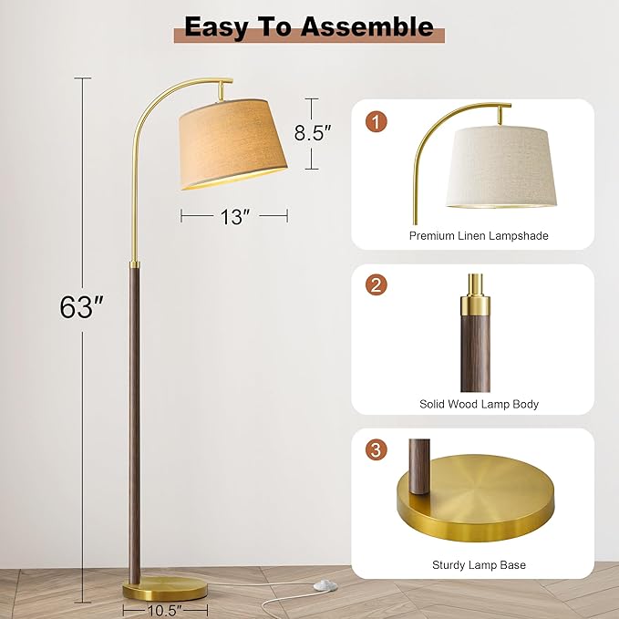 63" Wood Floor Lamps for Living Room - Image 6