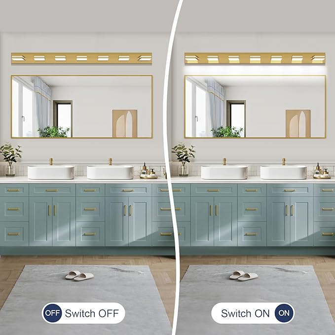 SineRise LED Modern Bathroom Vanity Light Fixtures, Brass Modern Acrylic - Image 6
