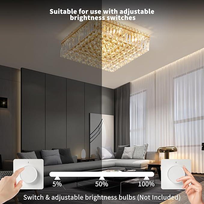 12-Lights Gold Crystal Flush Mount Ceiling Light Fixtures, Elegant Crystal - Image 7