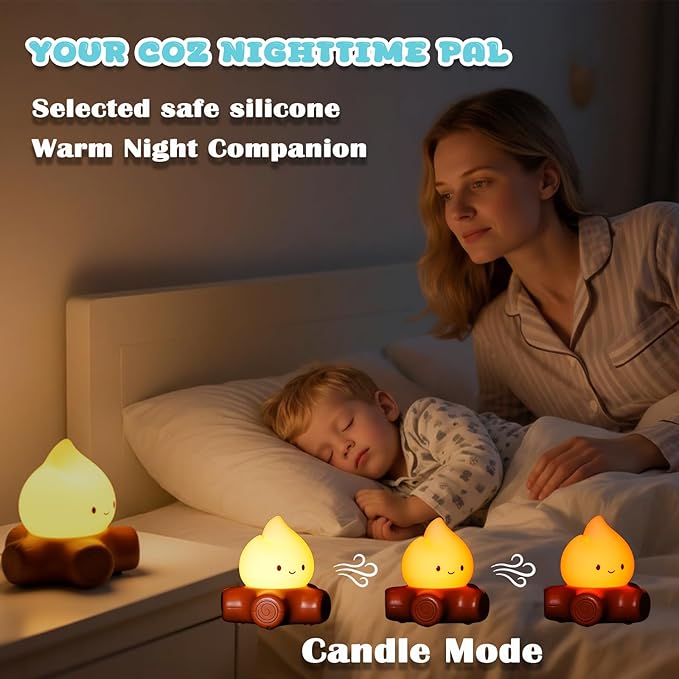 Campfire Night Light, 5 White Noise Mode, Cute Bonfire Gifts, Silicone Night - Image 4