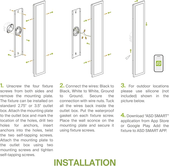 ASD LED 24" Long Wall Mount Light Fixture, Outdoor & Indoor Linear Sconce | RGBW - Image 9