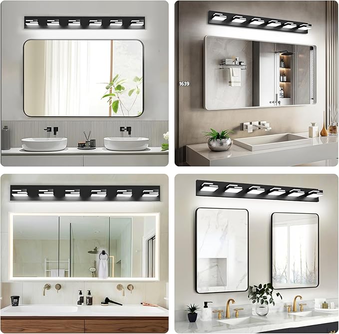 LED Modern Bathroom Vanity Light Fixtures, 6-Light 40-inch Dimmable Matte Black - Image 2