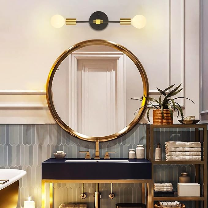 2 Lights Bathroom Wall Sconce Vanity Modern Industrial Wall Lamp Pole Wall - Image 3