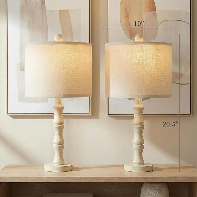 BOBOMOMO 20.5" Farmhouse Bedside Lamps Set of 2, Vintage Nightstand Lamps - Image 4