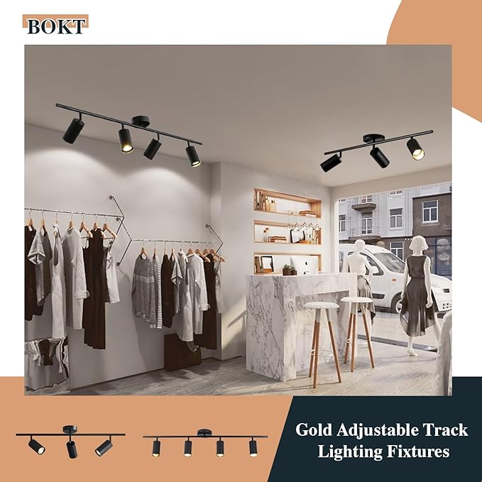BOKT Matte Black Track Ceiling Light Modern 4-Lights LED Track Lighting Kit - Image 5
