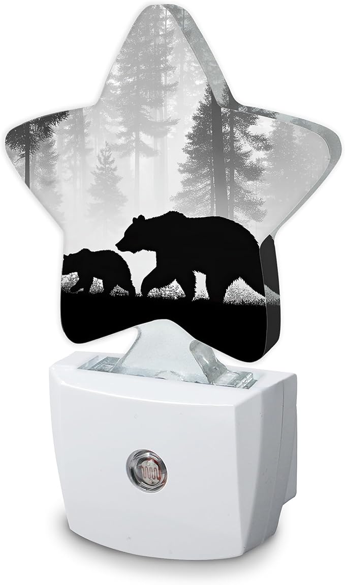 Bear Pine Tree Night Light, Plug Into Wall Decor Nightlights by SKYDAWNY