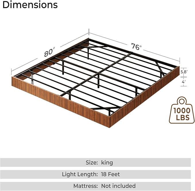 Tatub Walnut King Floating Bed Frame - Image 2