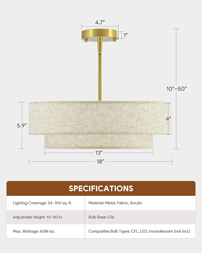 VONLUCE Modern Chandeliers, 4-Light Pendant Light Fixture - Image 6