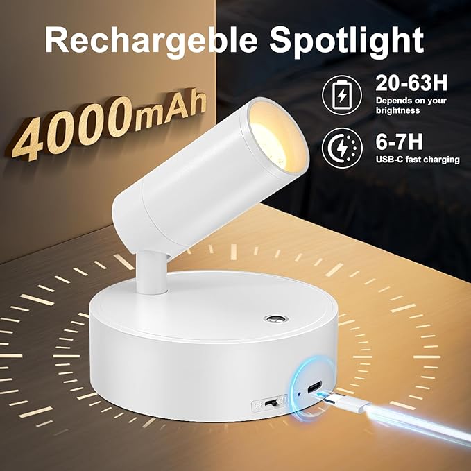 Kimjo Spot Lights Indoor, 4000mAh Rechargeable Plant Spotlight Indoor - Image 2