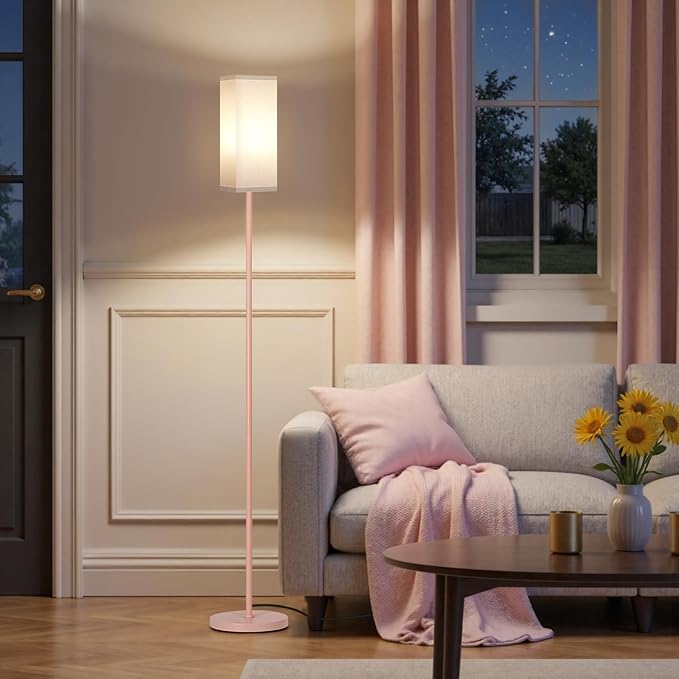 Floor Lamp, Pole Lamp with Foot Switch, Modern Standing Lamp Shade, Minimalist by GOEBLESON