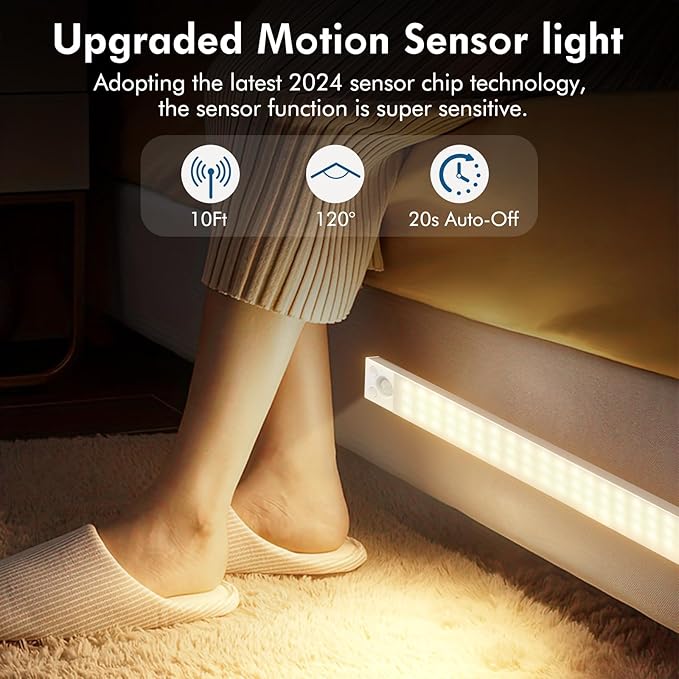 Under Cabinet Lights 14.5 Inch, Under Cabinet Lighting 63LEDS 2500mAh, Motion - Image 2