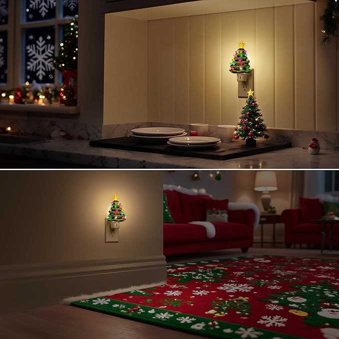 DORESshop Ceramic Christmas Tree Night Light, 3000K Night Lights Plug into Wall - Image 5