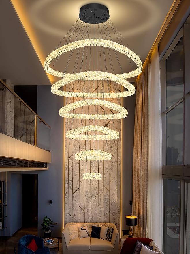 Flashing God Modern 6 Ring Crystal Chandeliers - Image 2