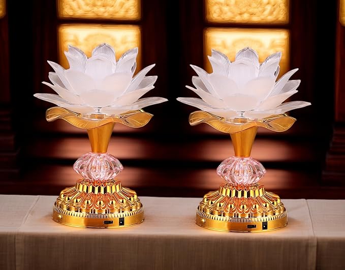 2Pack - Colorful LED Lotus Buddhist Lamp, Gradient Buddha Light - Image 6