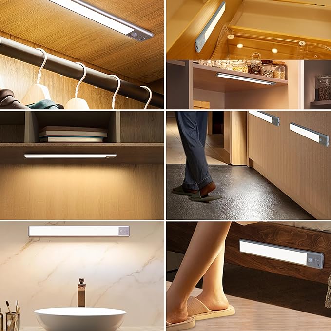 BLS 14.8inch Under Cabinet Lighting, 63 LED Closet Lights, 2500mAh USB C - Image 8