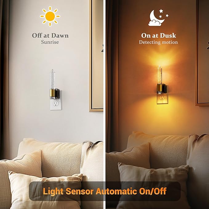 JandCase Night Light, Flameless Candle Night Lights Plug into Wall 2 Pack - Image 2